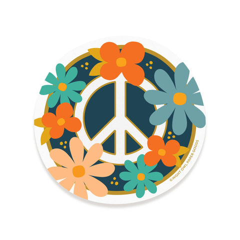 Floral Peace Vinyl Sticker