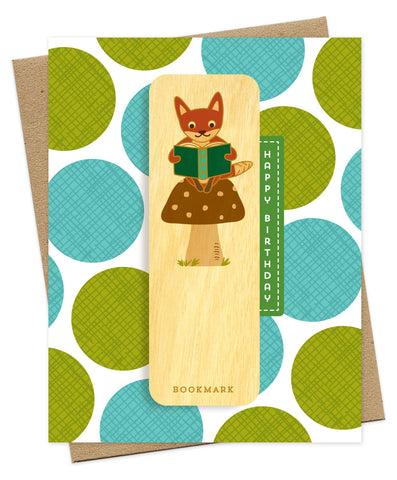 Foxy Fables Bookmark Birthday Card